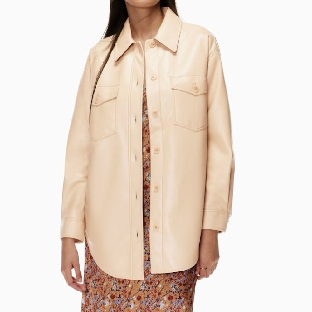 Aritzia Wilfred “The Ganna” Vegan Leather Shirt Jacket